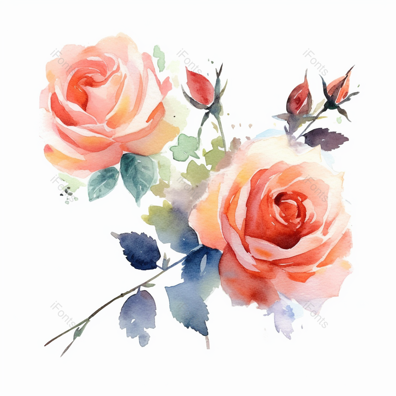 粉色玫瑰花束植物姹紫嫣红春天水彩画唯美插画,插画/手绘图,插画/手绘图库,插画/手绘图下载,插画/手绘
